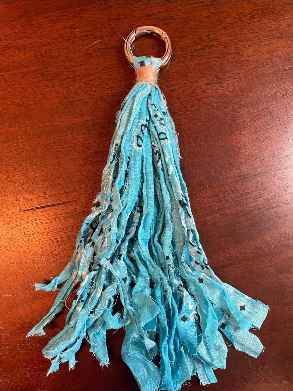 Y2K Turquoise Bandana Tassel Keyring/Bag Charm
